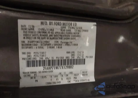 2007 Ford Crown Victoria Police/Police Interceptor z USA, uszkodzony, nr VIN 2FAHP71W77X129882